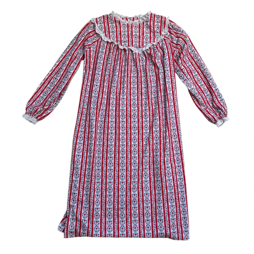 Lanz of Salzburg Girls cotton flannel Tyrolean nightgown Pajamas Sleepwear‎ XL
